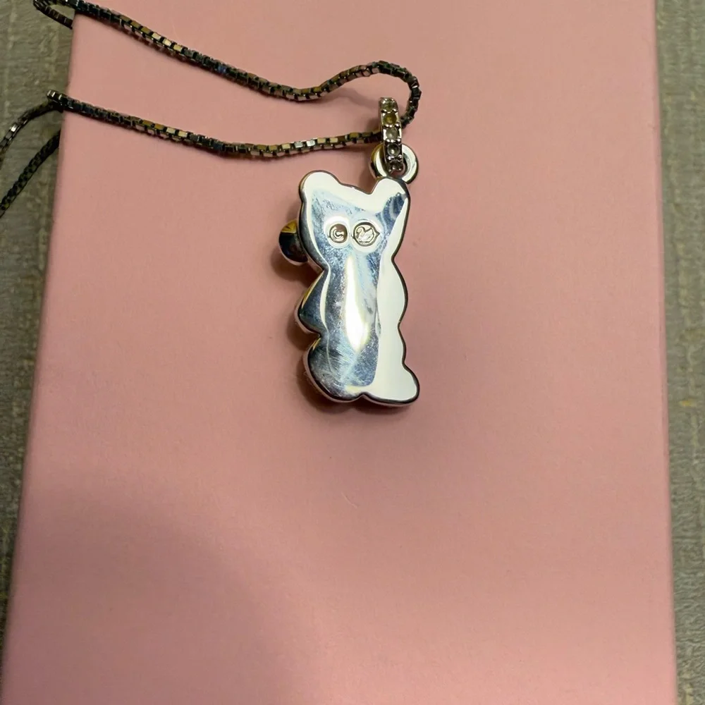 Vintage Swarovski Crystal Silver Bear Pendant Necklace - Picture 7 of 9